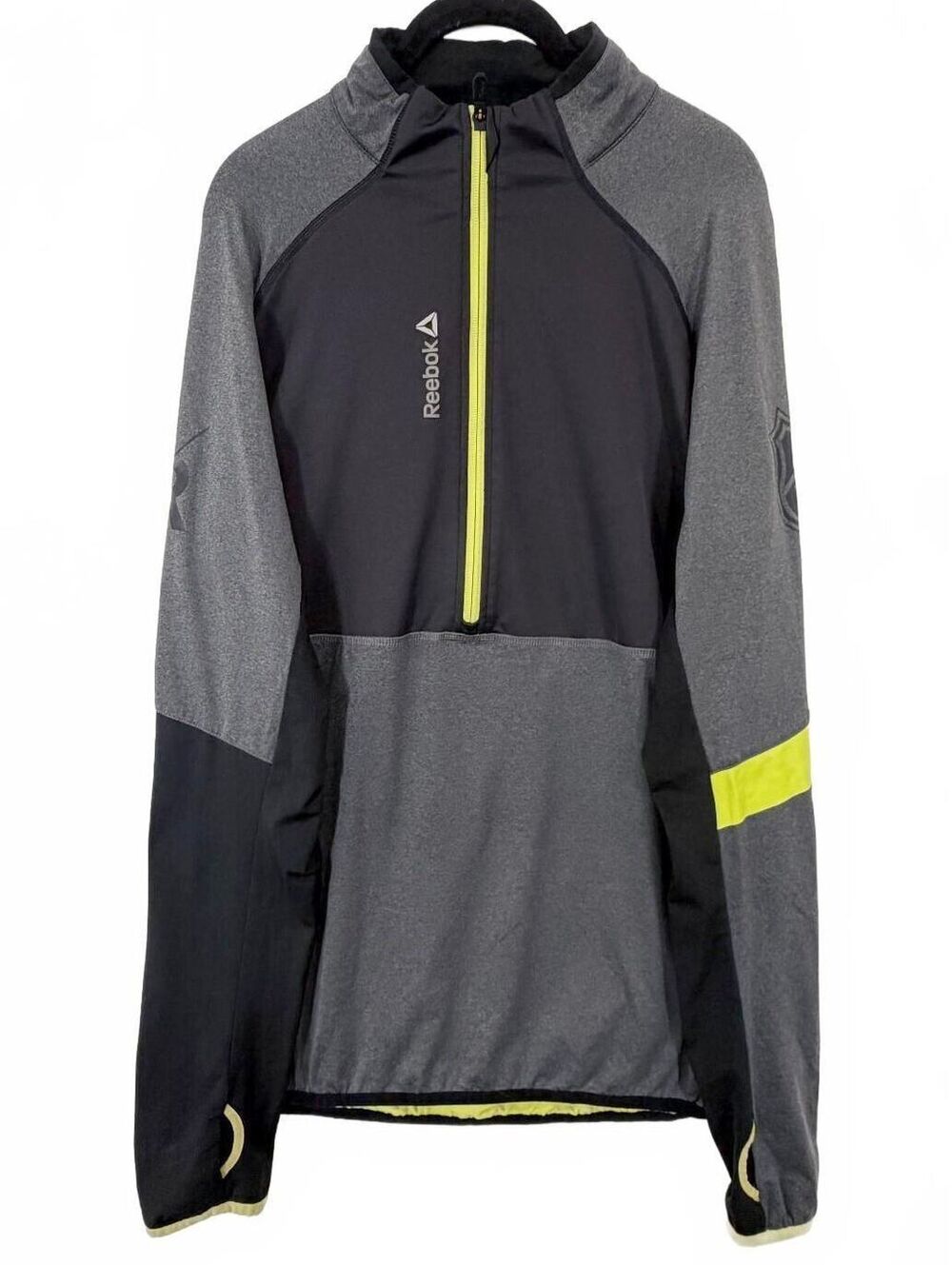 Reebok NHL Center Ice Quarter Zip Pullover Baselayer Top Charcoal Black Men's L